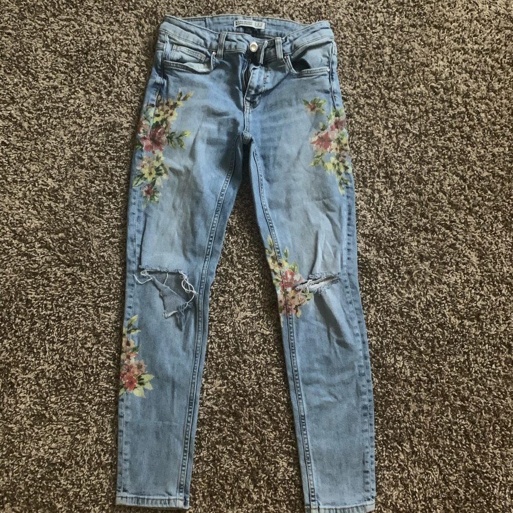 Blue floral jeans - Zara size 4
